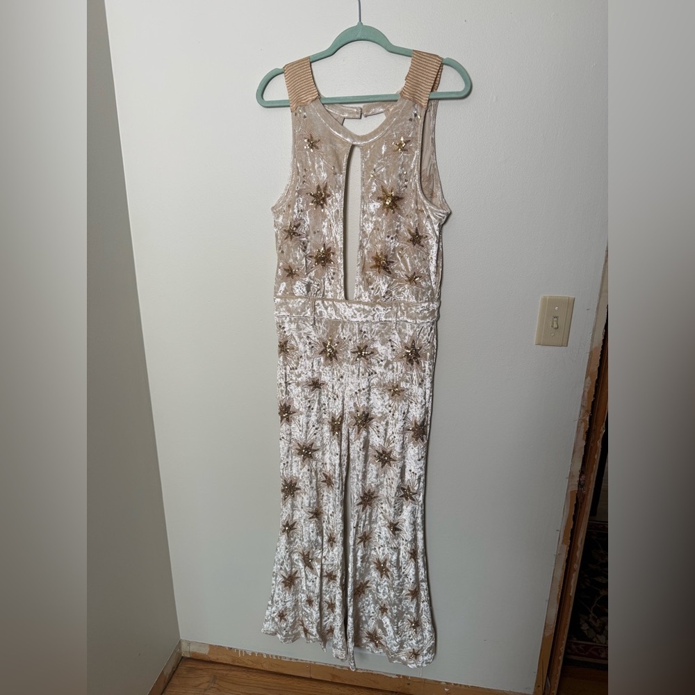 Elegant Cream and Gold Embellished Pantjumpsuit
